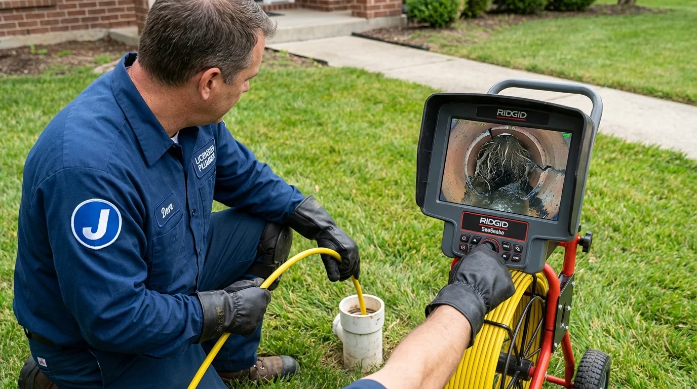 Sewer camera inspection being performed by Johns Plumbing LLC in Winton