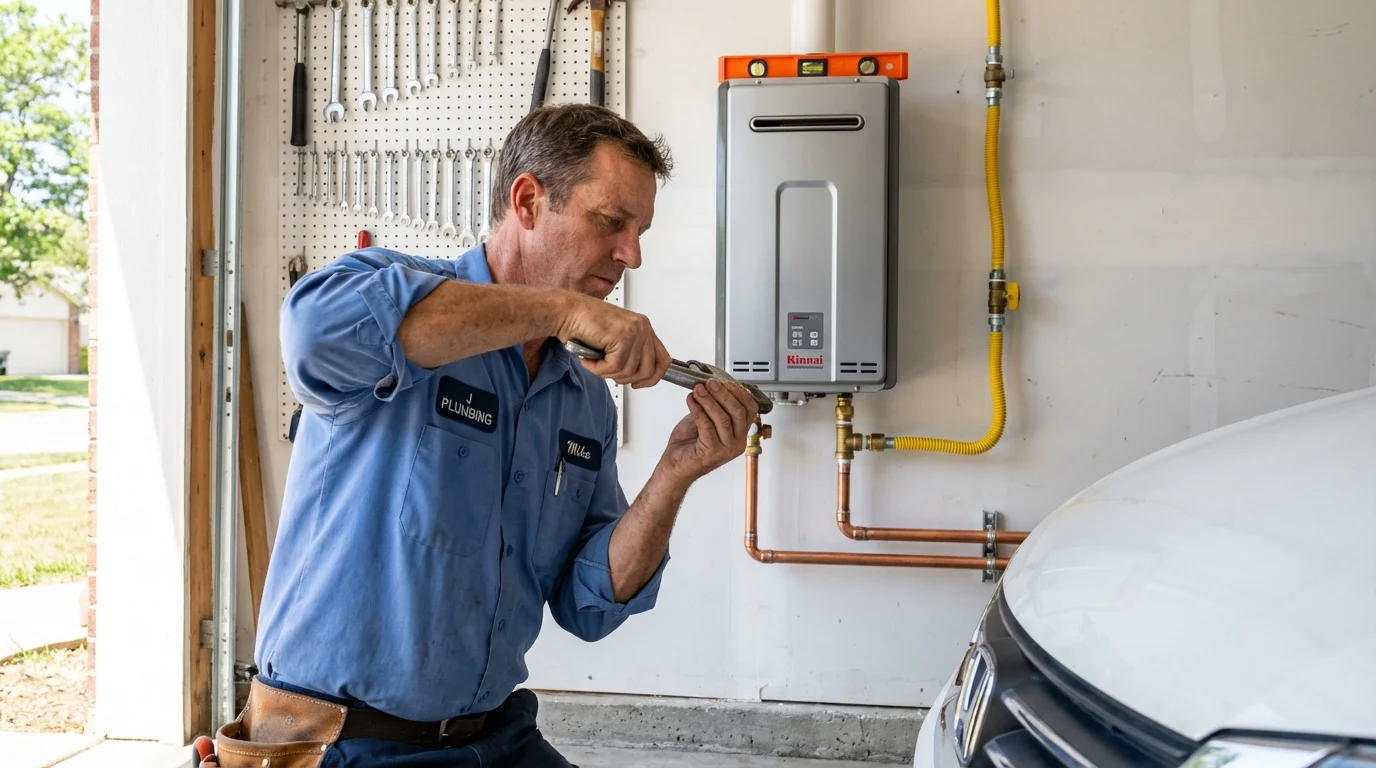 Tankless water heater installation by a Johns Plumbing LLC plumber in Winton